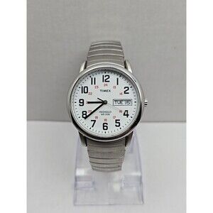 Timex Easy Reader T2N091 Day Date Indiglo Quartz Watch Stretch Band New Battery